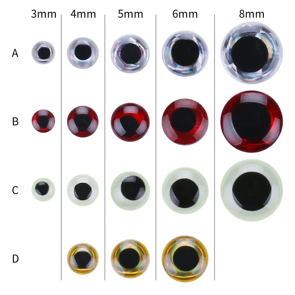 Рыбалка глаза для приманки 3 мм 4 5 6 8 3D моделирование глазного яблока вниз воблера