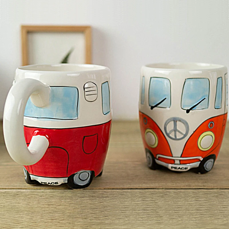 3D милый автобус стиль керамические кружки креативные красочные фарфоровые чашки