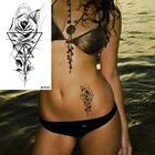 Водостойкая татуировка, черная Геометрическая Роза, женский боди-арт, рисунок, треугольная временная татуировка, цветок для девочек, Переводные татуировки на лодыжку