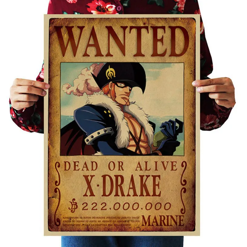 Цельная бумага с покрытием плакаты Luffy Wanted мультфильм фильм крафт-бумага хотел плакат стикер для украшения стен