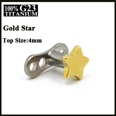 Gold Star 1 шт. Титан база циркон, луна, звезда, сердце, опал, цветок топ микродермальный Якорь Пирсинг Циркон Топы корректирующие кожи Diver пирсинг - Окраска металла: Gold Star
