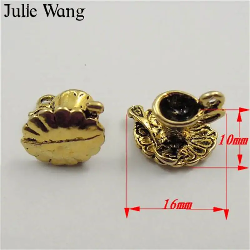 Julie Wang 5 40 шт. искусственная кожа старинный золотой сплав винтажная чашка ожерелье