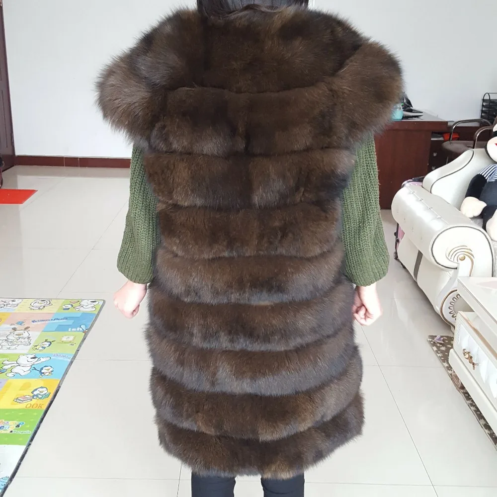 Шуба женская из натурального синего лисьего меха зимняя теплая