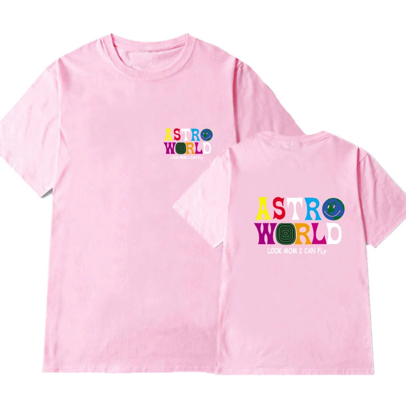 Fashion Mens T-Shirt Travis Scotts Hip Hop T Shirt Men Women ASTROWORLD Mom Look I Can Fly Letter Print Funny Tshirts Cotton Tee