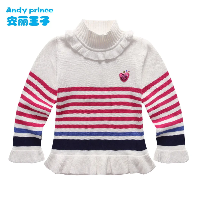 Демисезонный вязаный свитер с высоким воротником для девочек пуловер детские