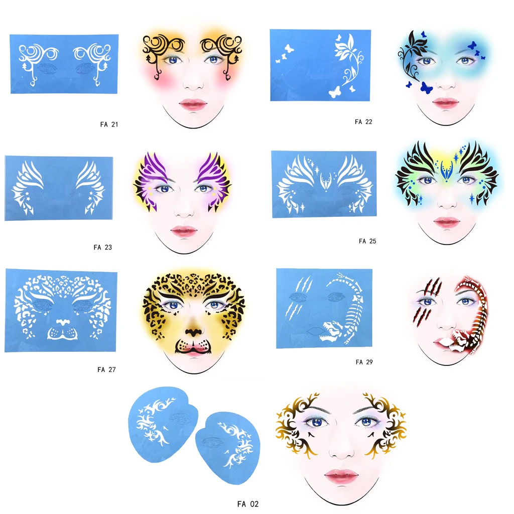7 шт Пластиковые многоразовые трафареты для тела краски лица шаблон дня