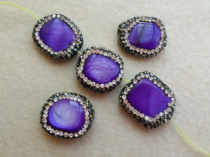 10 шт. бусины из натуральной ракушки друзы с паве Стразы Кристалл соединитель