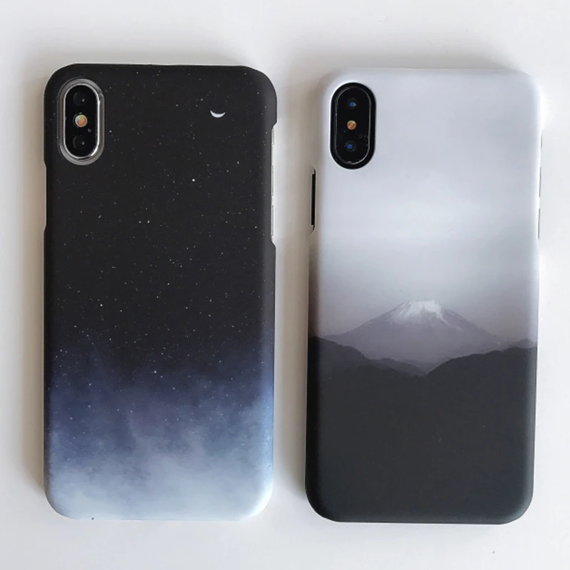 Universe Planet Stars Sky Space Moons Case for iPhone XS Max XR X 10 7 8 Plus 6 6s Matte Hard Cover Plane Airplane Mount Fuji | Мобильные