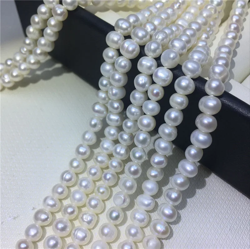 1pcs 4.5-5.5mm natural white pearl chain 34cm shellfish Oyster necklace wholesale beads nature for women gift new | Украшения и