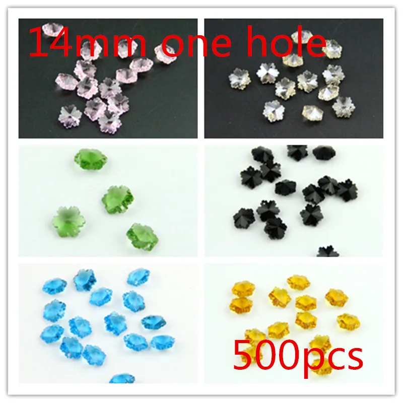 

Sparkling 500pcs One Hole Mixed Color 14mm Crystal Snowflake Beads For Wedding Strands Glass Lamp Pendants