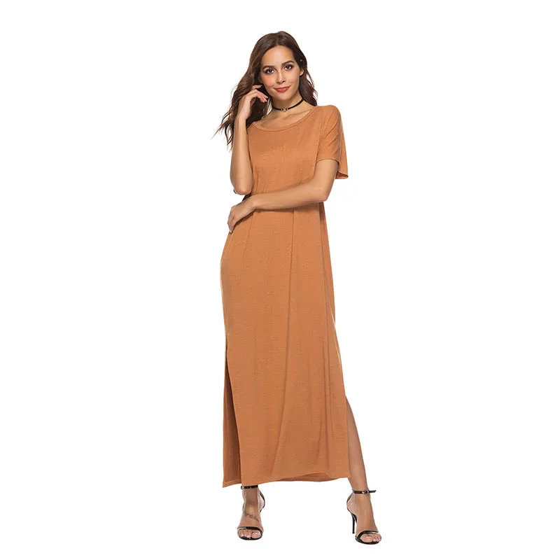 Женское длинное платье с разрезом свободное Повседневное макси в русском и
