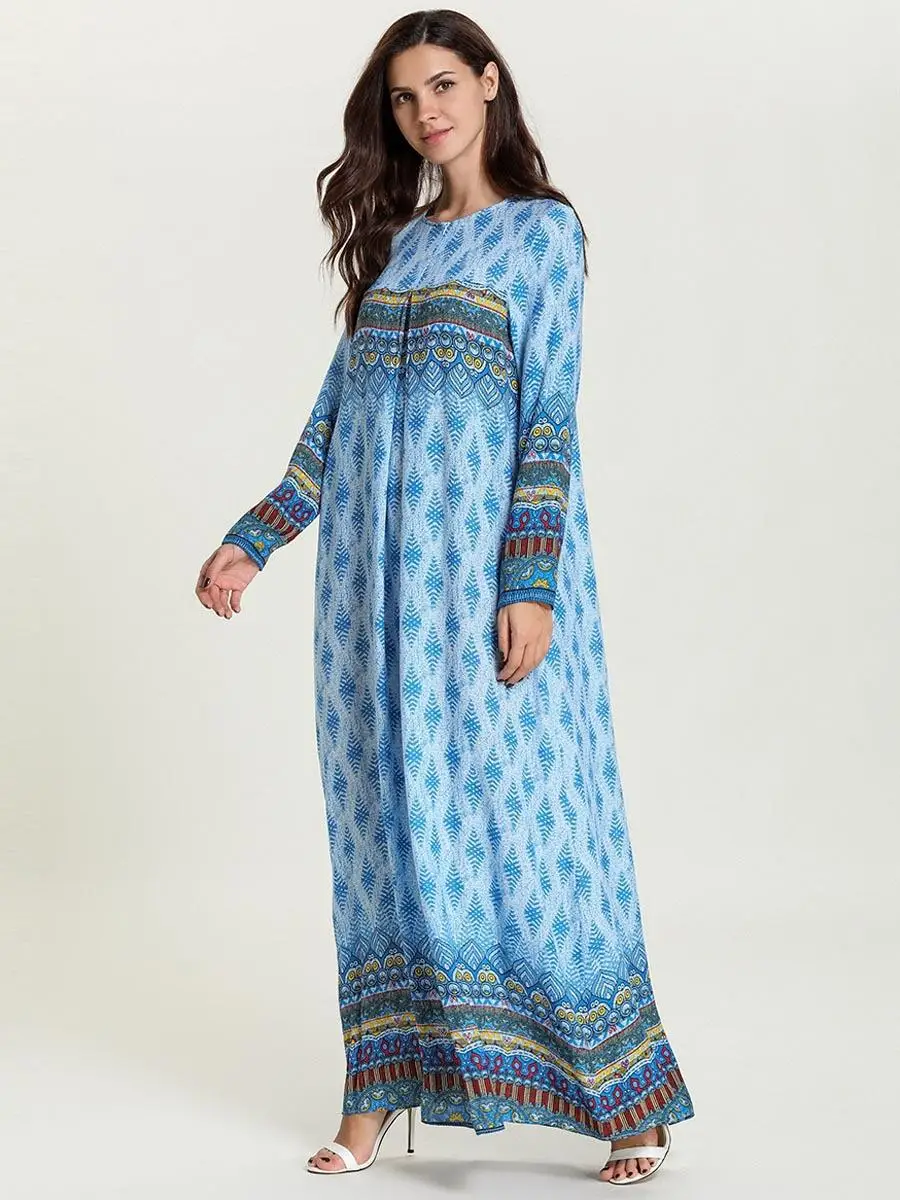 Женское длинное платье на молнии спереди мусульманский кафтан с принтом Абая