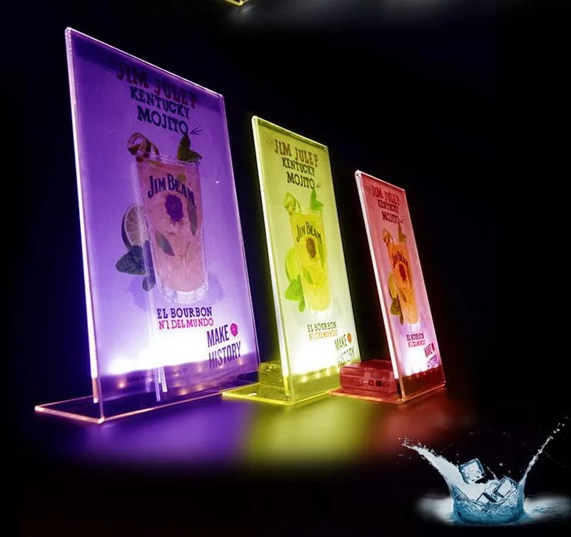 Рекламный щит L образный светодиодный светильник инструменты для бара KTV