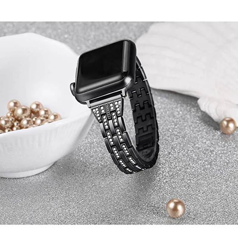 ASHEI со стразами и металлической ювелирный ремень для наручных часов Apple Watch, версии 44 мм 40 мм браслет для наручных часов iWatch серии 4/3/2 Apple Watch 38 мм, 42 мм полосы