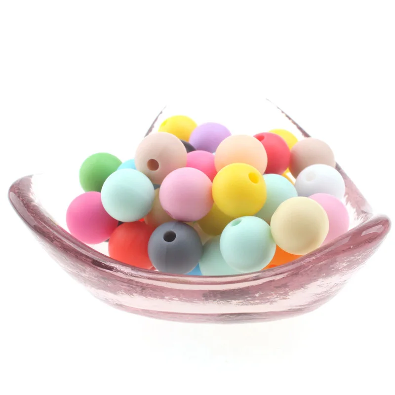 Cuentas redondas de silicona para dentici&oacute;n, 15MM, sin Bpa, para juguete de beb&eacute;, collar de dentici&oacute;n, accesorios, 100 piezas-1