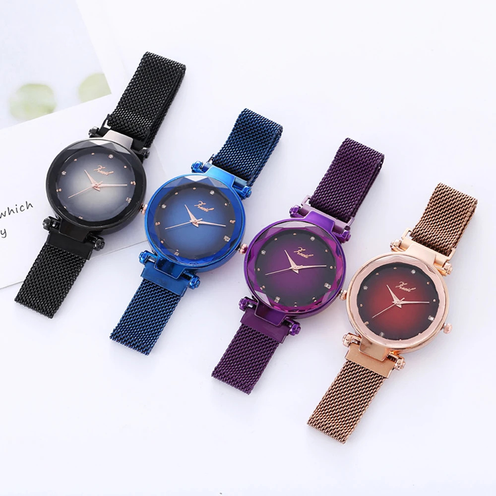 Роскошные женские часы из розового золота модные с бриллиантами звездное небо