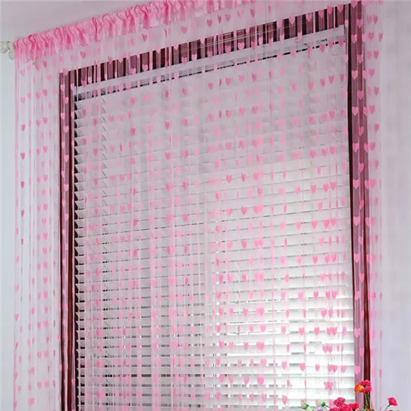 Pink 100*200 см романтическая занавеска на дверь, окно, дизайн сердца, занавеска s для свадьбы, спальни, гостиной, декоративные занавески - Цвет: Pink