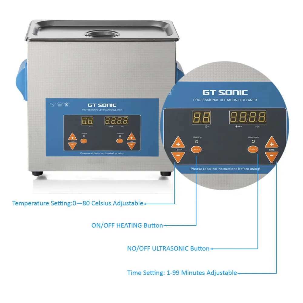 VGT 1860QTD 6L цифровой ультразвуковой очиститель AC 220/240 V для очистки ванны ювелирных