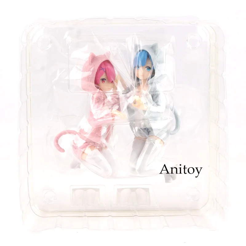 Re Zero Hajimeru Isekai Seikatsu Ram& Rem Nyanko Mode платье Ver. ПВХ комиксы Фигурки Коллекция модель игрушки 2 цвета