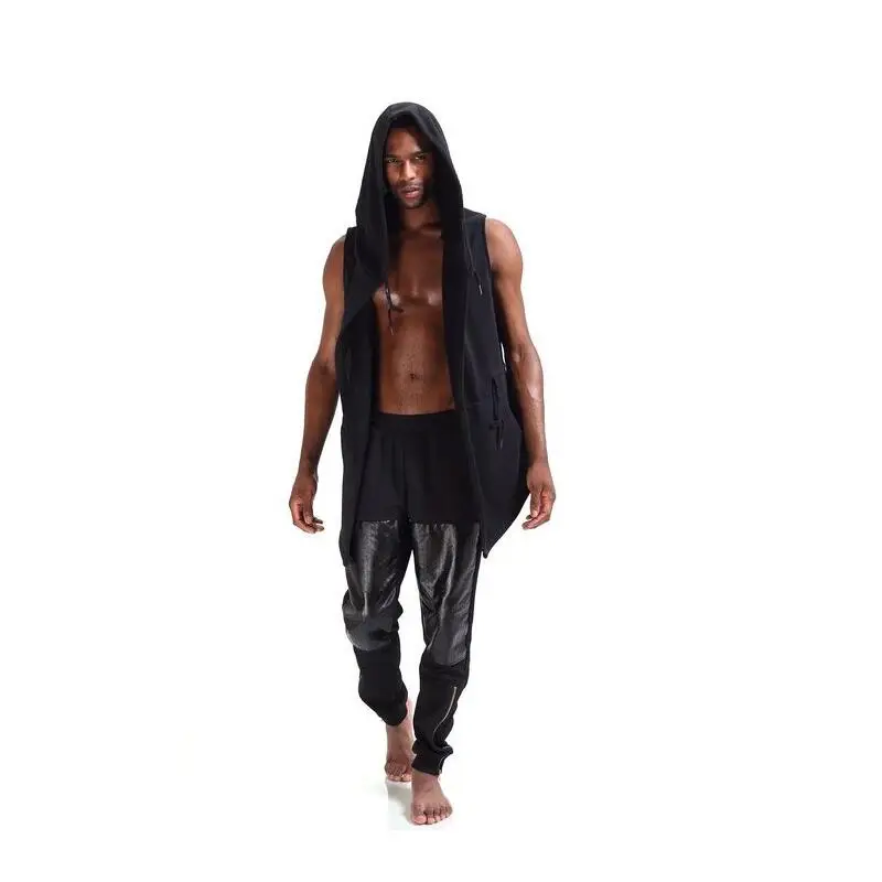Большой Размеры Europea Америка Для мужчин черный худи без рукавов улица хип-хоп