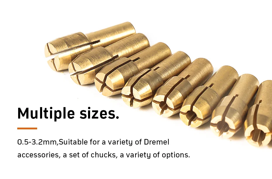 Tungfull Мини дрель латунный цанговый патрон для Dremel роторный инструмент 0,5-3,2 мм латунь и Гайка для dremel аксессуары