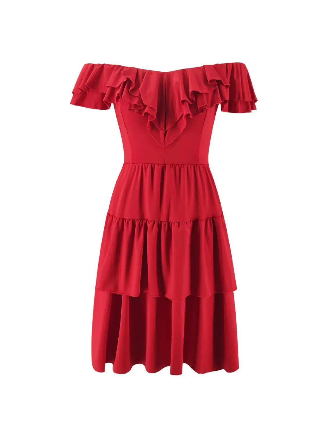 Элегантные сексуальные Для женщин летнее платье косой вырез с оборками из кусков