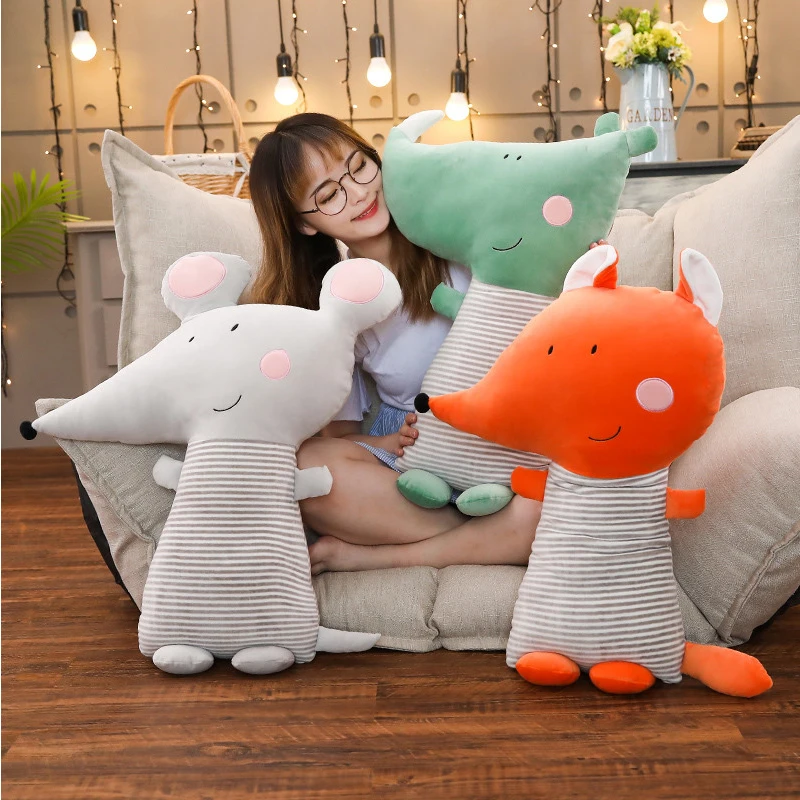 

35-70cm Cartoon Mouse Fox Rhinoceros Pillow Soft Cushion Children's Cotton Cute Animal Plush Toys Baby Room Decoration Kids Gift