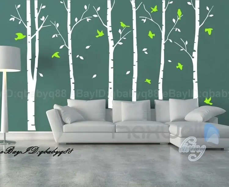 Дерево стикер на стену гигантские Потрясающие березовые птицы дерево лес