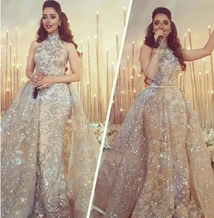 same as the photos Съемные мусульманские Вечерние платья Русалка Высокий воротник кружева размера плюс исламский Дубай Саудовская Арабский длинное вечернее платье - Цвет: same as the photos
