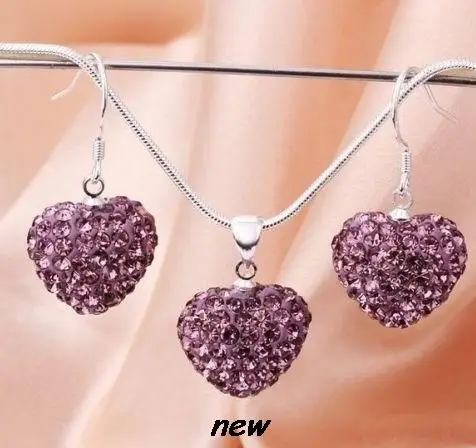 Многоцветный 16 дюймовый смешанный серебряный бисер сердце набор висячие серьги