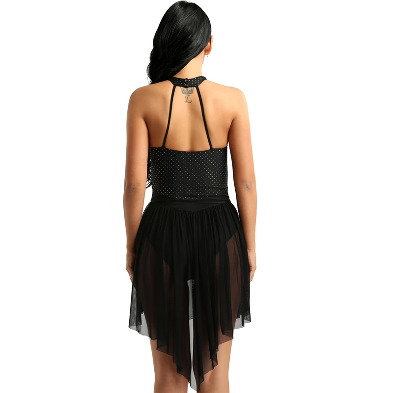 Женское платье-трико YiZYiF балетное платье без рукавов с лямкой на шее в горошек