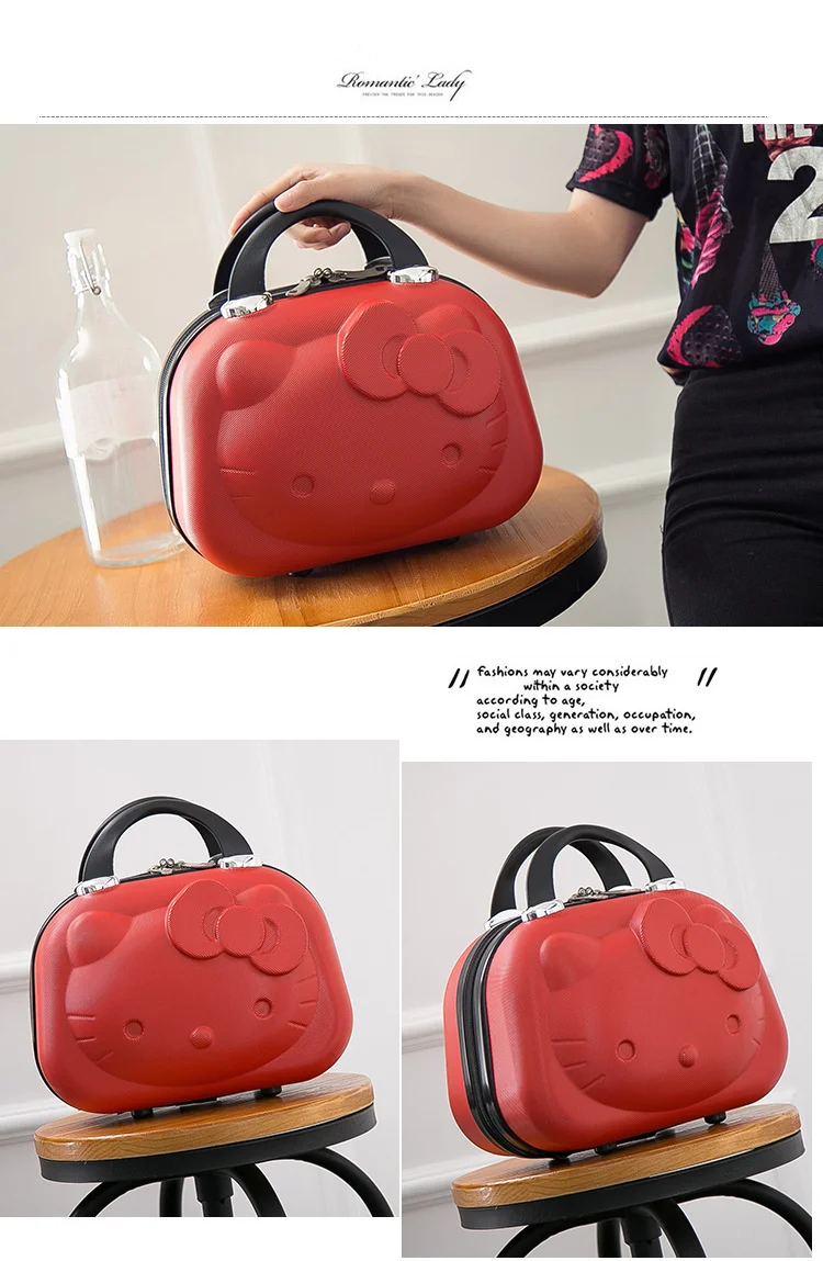 Высококачественный косметический чехол с 3D рисунком hello kitty, ABS, 12 дюймов, модный туристический чехол для костюма, водонепроницаемый чехол для багажа, maleta valise