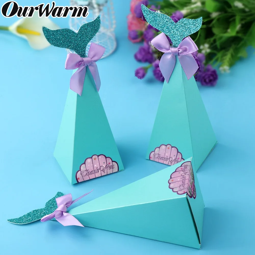 OurWarm 10 шт. Новое поступление синий хвост Русалочки коробки конфет Свадебная