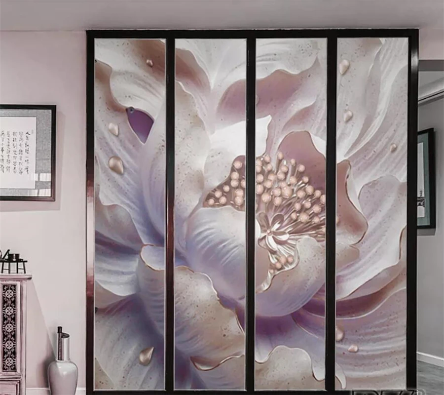 3d объемные Объемные обои по индивидуальному заказу фотообои с тиснением пиона