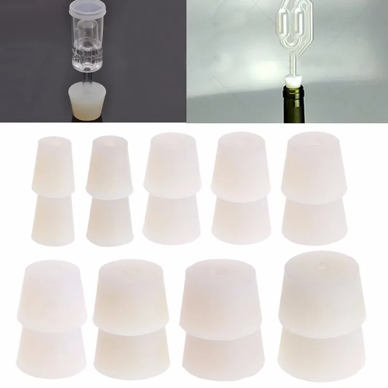 Силиконовая пробка с отверстием 2 шт.|rubber stopper with hole|airlock stoppersilicone plug hole |