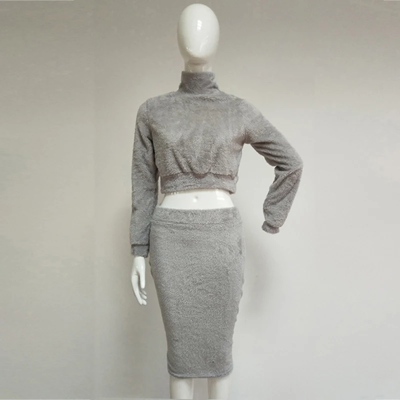 Комплект из 2 предметов Женская Осенняя вязаная водолазка пуловер с длинными