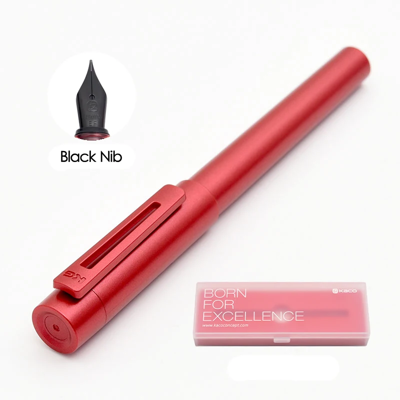 Red with case Новое поступление KACO SKY II Серия картина с фонтаном ручка с EF перо Роскошные черные/красные/синие чернильные ручки для подарка - Цвет: Red with case