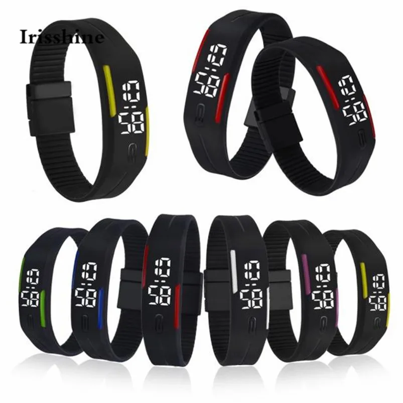 Irisshine #50 unisex couple Watches Mens Womens Rubber LED Watch Date Sports Bracelet Digital Wrist boy girl free shipping | Наручные