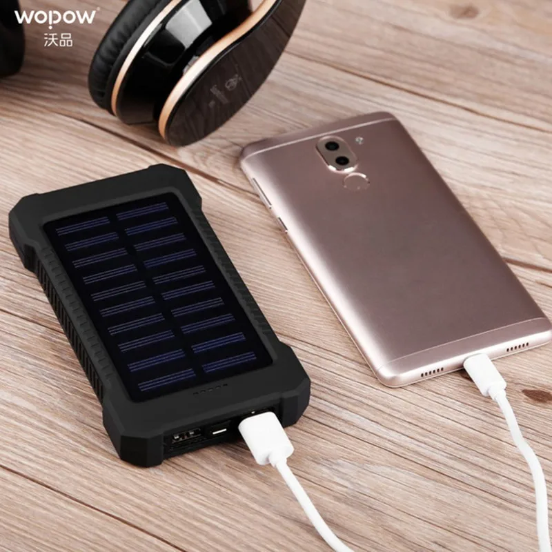 20000 мАч power Bank Wopow Солнечная портативная зарядка bank Водонепроницаемый двойной USB