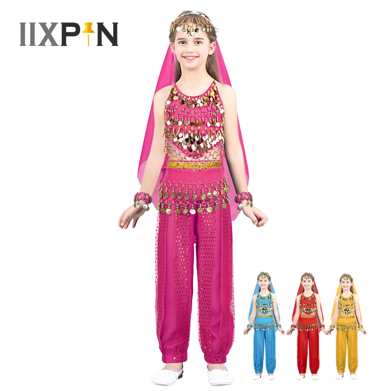 Детский костюм bellydance для девочек индийские костюмы танца живота топ с лямкой на