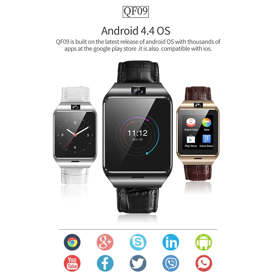 QF09 Waterpoof Новое поступление Bluetooth IP67 Смарт часы с Камера шагомер я Smartwatch для Android 4 gps