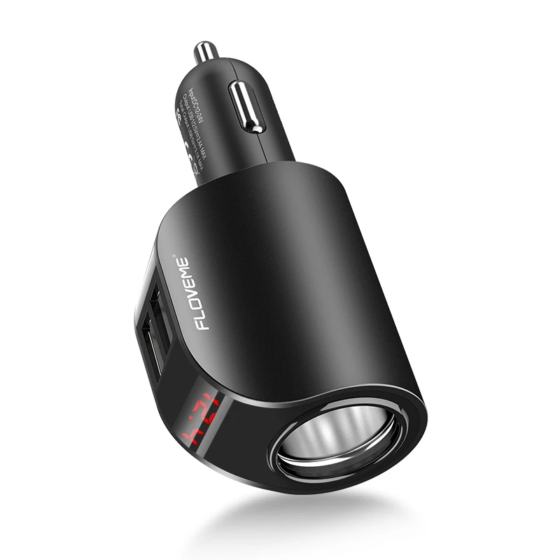 Black Car Charger FLOVEME автомобильное зарядное устройство USB цифровой Дисплей gps-адаптер для Xiaomi Redmi Note 7 3.1A быстрый автомобиль-Зарядное устройство для iPhone 8 7 Зарядные устройствы - Тип штекера: Black Car Charger