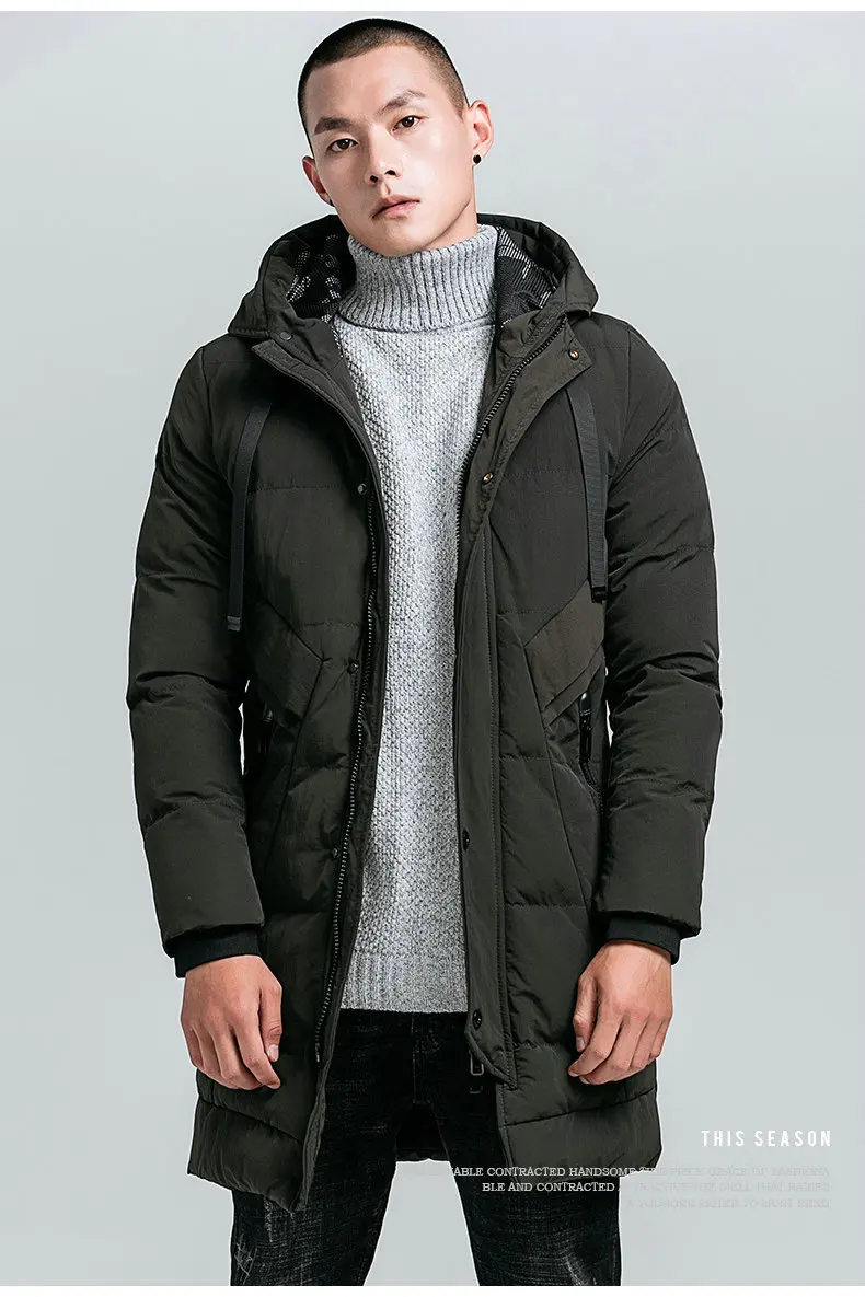 Winter Parka Men Thick Warm Long Men Winter Jacket Coat Casual Slim Hooded Male Overcoat