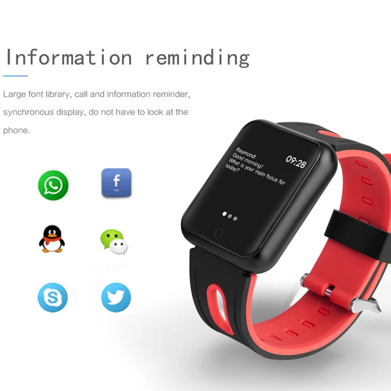 Фитнес браслет P68 умные часы IP68 водонепроницаемые для Apple Xiaomi ios Android с монитором сердечного ритма на ремешке.