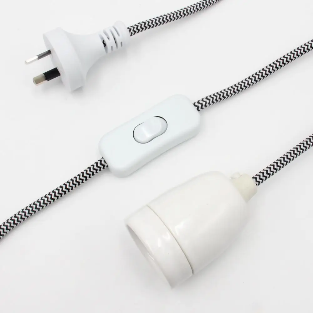 3 Meters Australia Plug Power Cord On/off Switch with Ceramic Lamp Holder E27 Hanging Light Cords Kit image 6