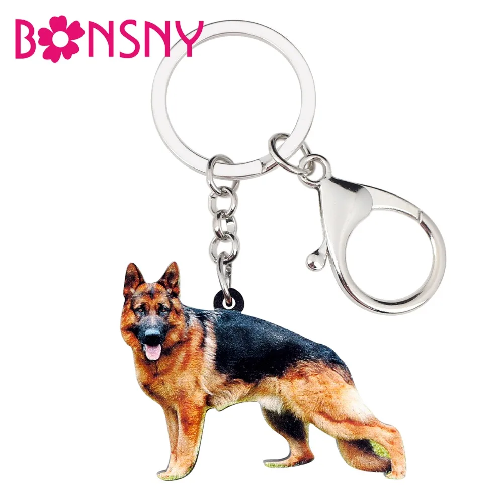 Bonsny брелок для ключей в виде немецкой овчарки кольцо модное животное ювелирное