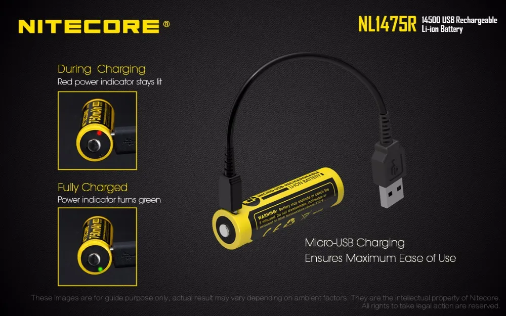 NITECORE NL1475R 1 шт. микро-зарядный порт USB аккумуляторные батареи 750 мАч 14500 3 6 В выход 2A