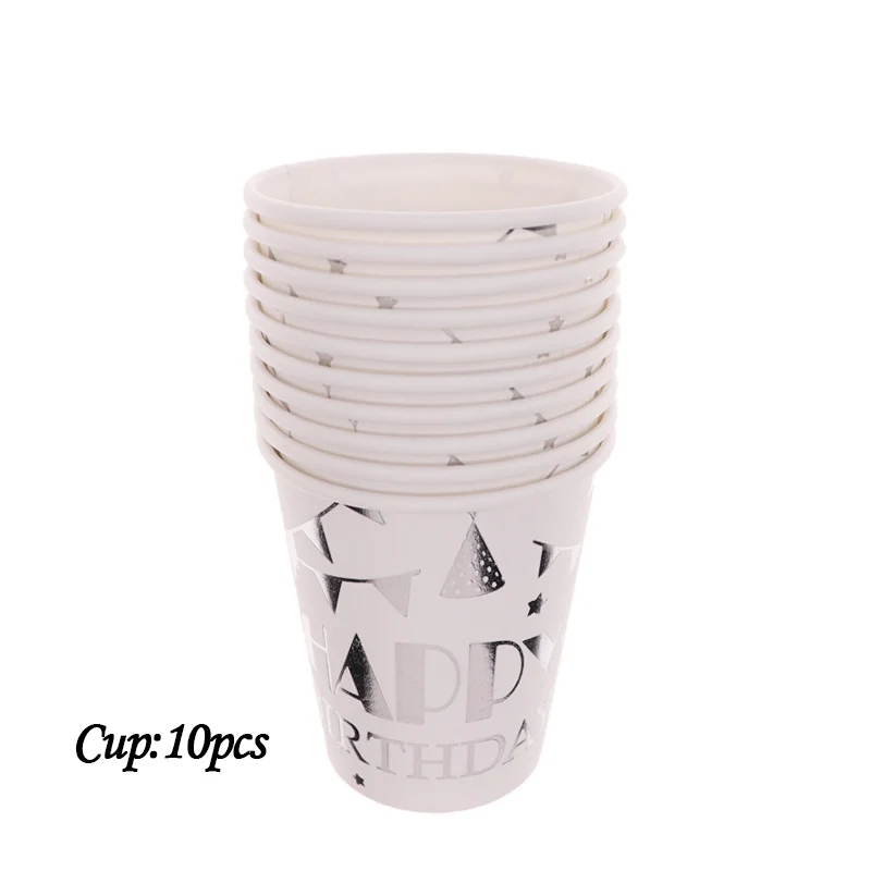 Cup10pcs 10 шт./лот, цветная Золотая фольга, тарелка, чашка, тема, день рождения, праздничная бумажная посуда, декоративные принадлежности для детского душа - Color: Cup10pcs