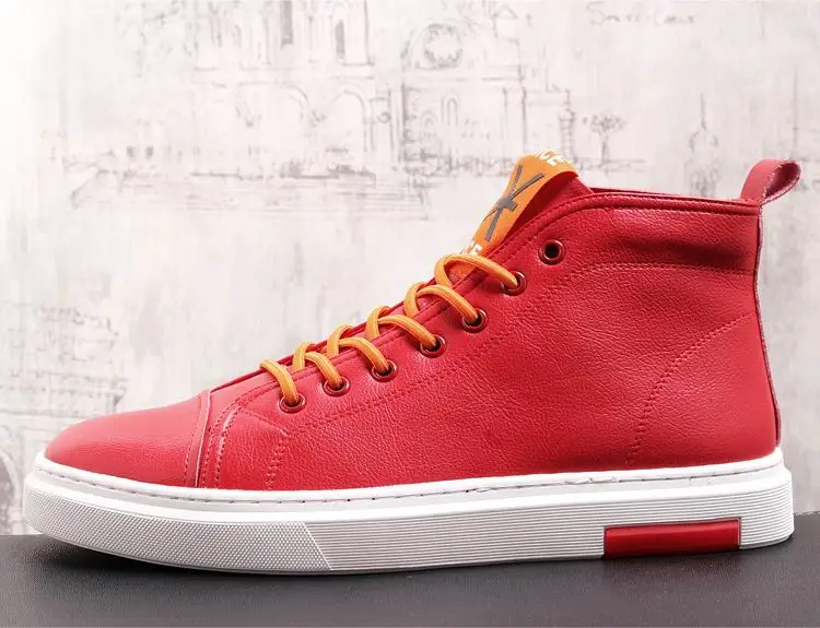 

ERRFC Winter New Arrival Mens White Casual Shoes High Top Lace Up Cowboy Boots Man Red Hip Hop Leisure Trending Shoes 38-43