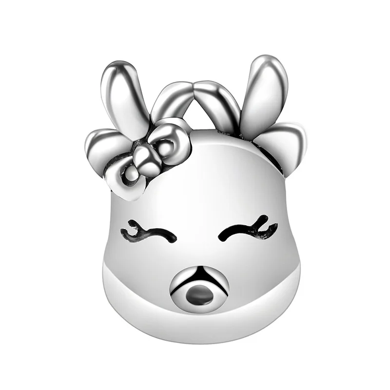 5PCS Antique Silver Color Zinc Alloy Cute Animal Kiss Head Girl Bead Fit Women Bracelet Necklace Fashion Accessories Bijoux Gift | Украшения